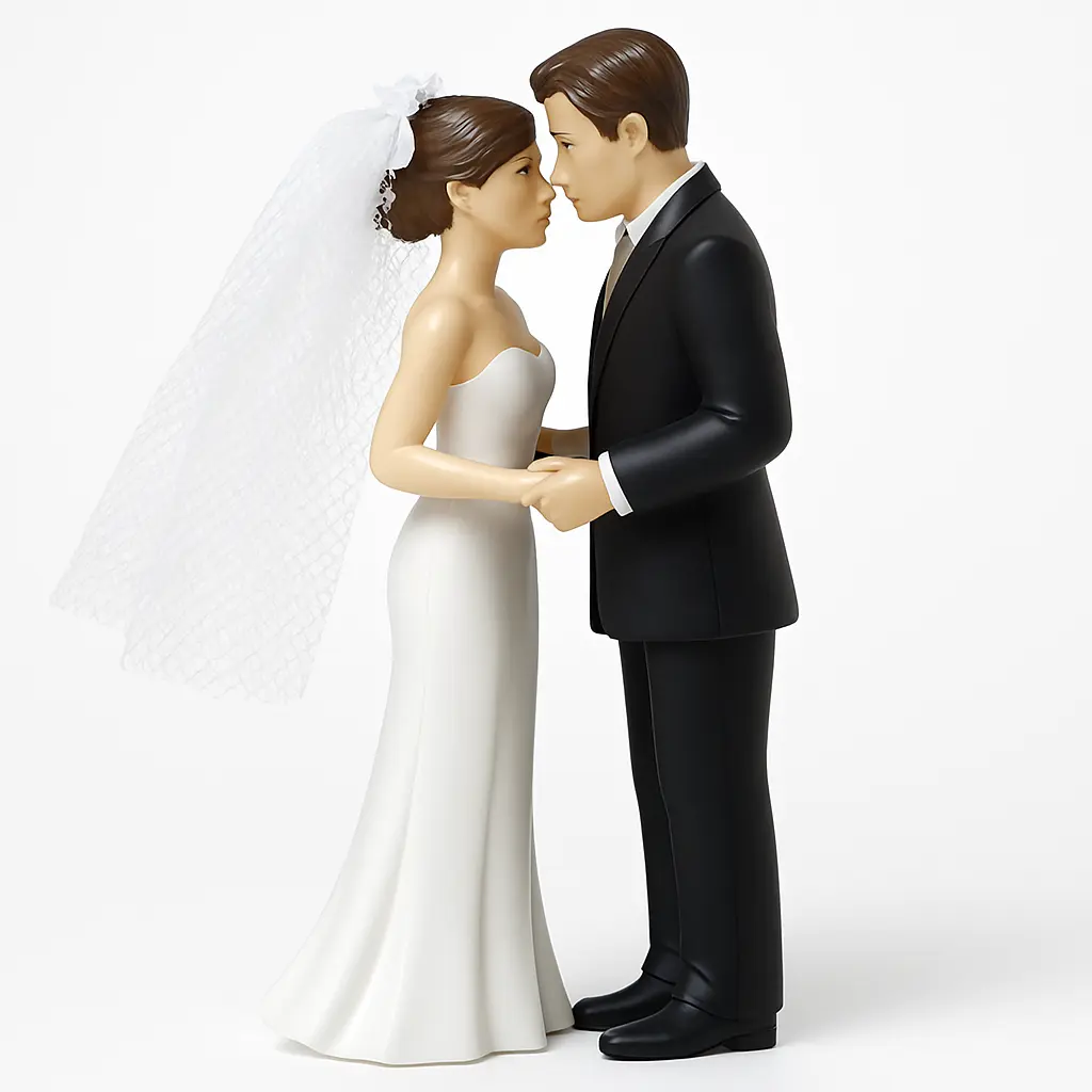 Romantic Brunette Bride & Groom Wedding Cake Topper Romantic Brunette Bride & Groom Wedding Cake Topper