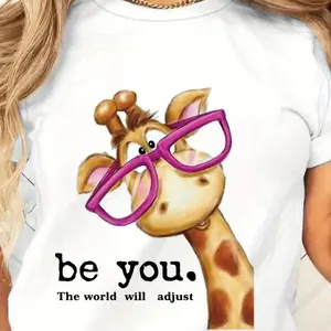 Whimsical Humor Black & White Geometric Cotton T-Shirt, Casual Holiday & Gardening Top