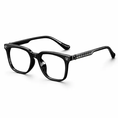 Lyrasses Bright Black Square Anti-Blue Light Glasses, Photochromic Unisex Fashion Eyewear Frames, Premium Trendy Daily Accessory, Ideal Gift Option, High-Quality Blue Light Blocking Eyeglasses