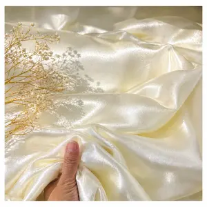 20 Yards Ivory Stretch Satin Charmeuse Fabric by The Yard, 59” Wide Soft Silky Dress Fabric for Bridal Gowns, Bridesmaid Dresses & Apparel