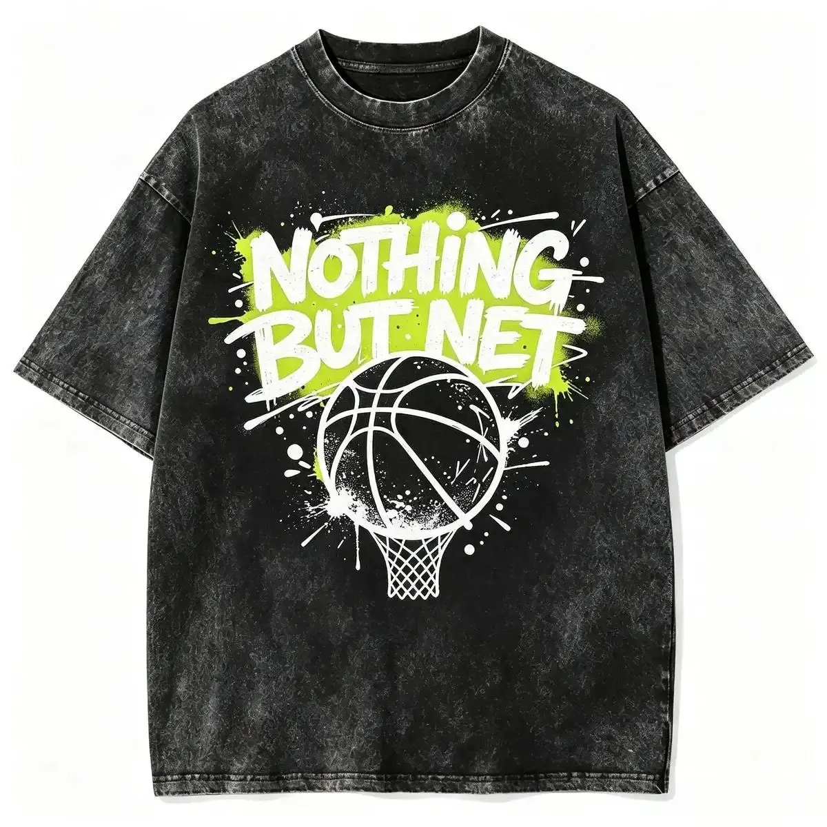Nothing But Net Basketball T-Shirt Acid Wash Graffiti Distressed Vintage Unisex Tee