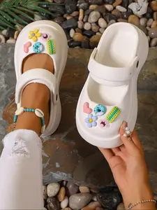 Women's Cute Cartoon Shoes, Summer Fashion Casual Thick Sole Slippers, Outdoor Trendy Sandals, Indoor Non-Slip Slip-On Sneakers, Lightweight Footwear