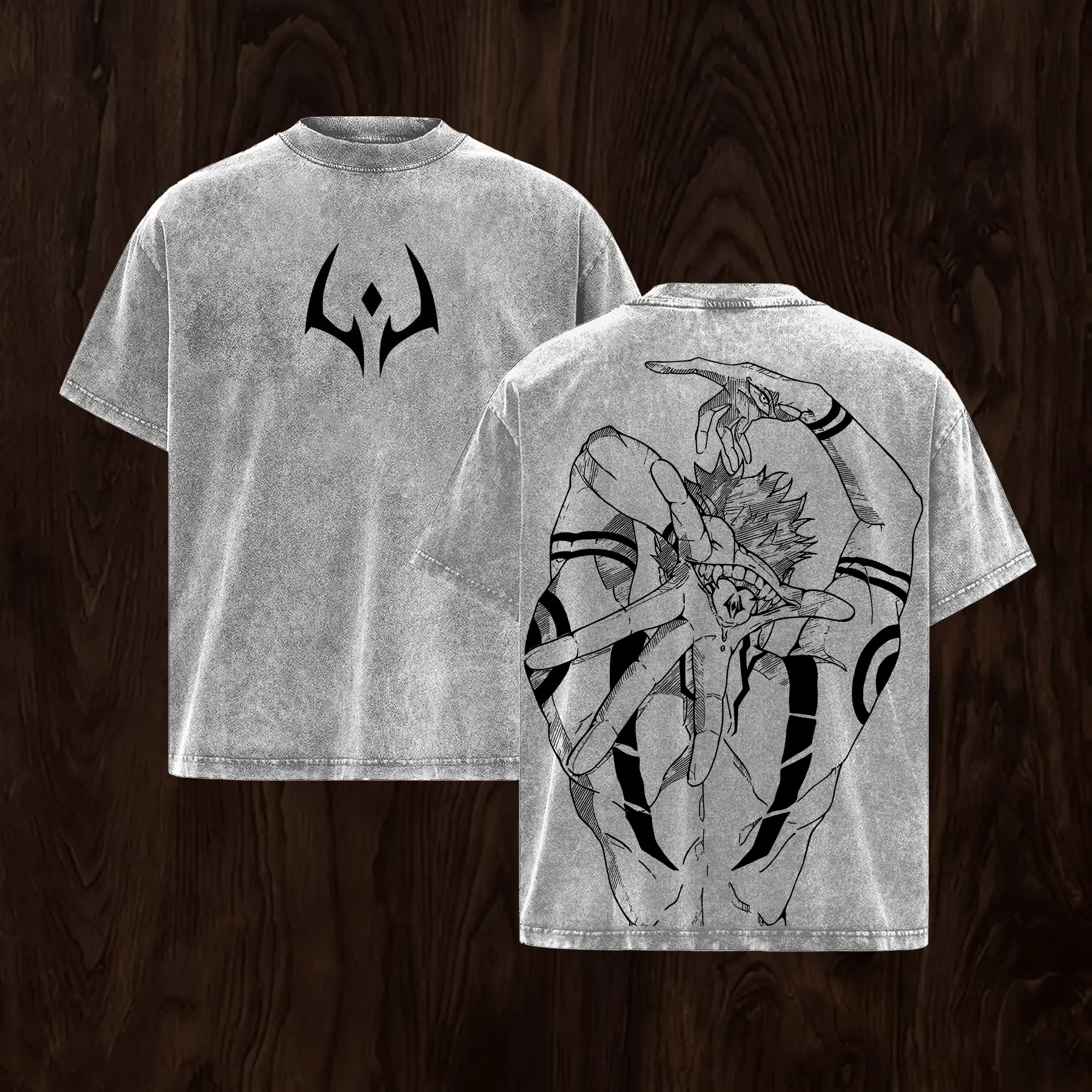 Vintage Washed Cursed Mark Graphic T-Shirt – Unisex Oversized Streetwear Tee