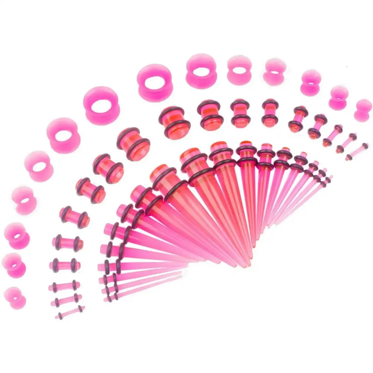 50 Pcs 14G-00G Ear Stretching Kit Acrylic Tapers Plugs Silicone Tunnels Gauges Expander Set Piercing Jewelry