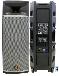 Mr Dj PRO215BT PRO PA DJ Dual 15" Active Full Range Powered Speaker 2" Display
