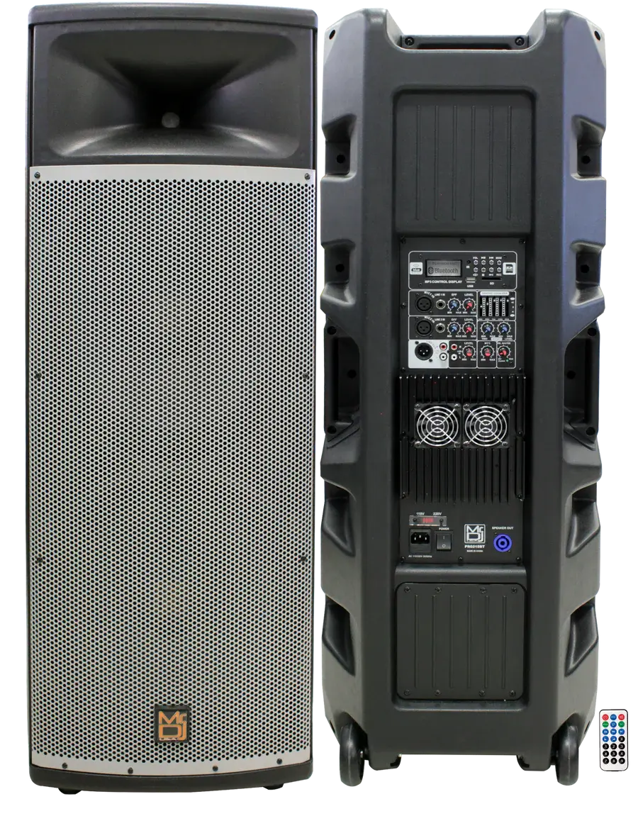 Mr Dj PRO215BT PRO DJ Dual 15" Active Full Range Powered PA Speaker 2" Display