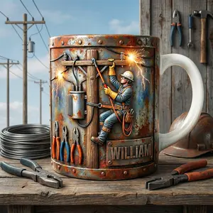 Lineman Coffee Mug, Personalized Lineman Name Mug, Electric Lineman Coffee Cup – Custom Name Accent Mug, Utility Worker Theme Ceramic Mug for Power Linemen, Unique Appreciation Gift, Lineman Pride Aesthetic Coffee Mug