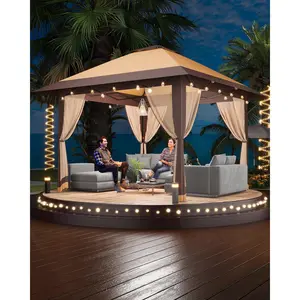 13x13ft Popup Hexagonal Gazebo with Mosquito Net, Adjustable Outdoor Hexagonal Canopy with Portable Handbag for Garden/Backyard/Patio