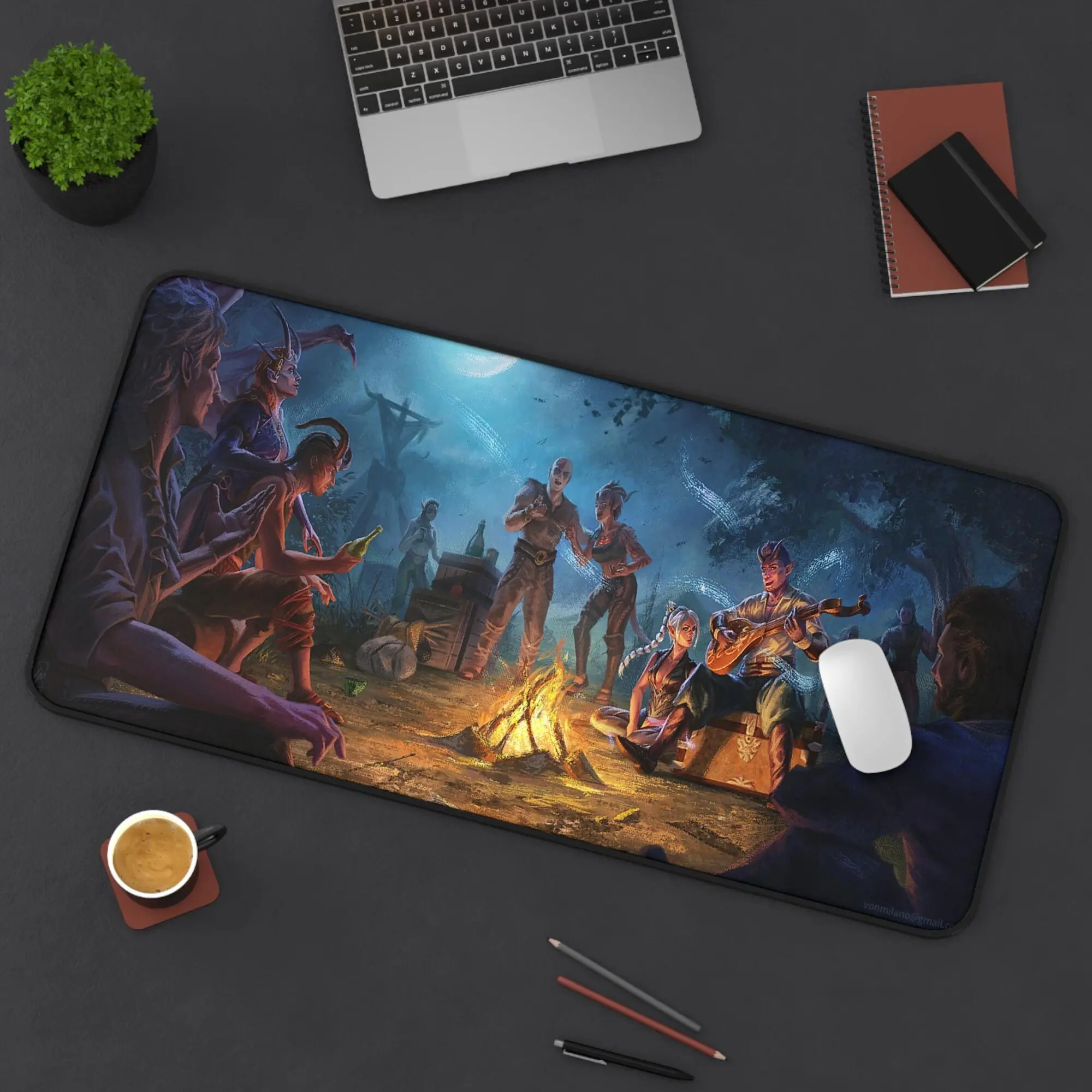 Baldurs Gate 3 Camp Desk Mat - RPG Gaming Mouse Pad - Baldur's Gate Themed Desk Mat - Gift for Gamer - Valentine Days Gift