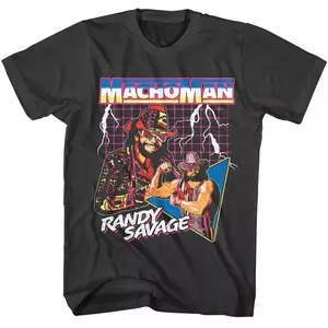 Macho Man Lightning Synthwave Men's T Shirt 80's cool Randy Savage Wrestling