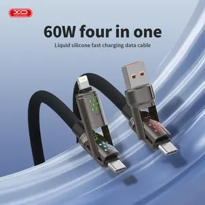 Four-in-One 100W Data Cable,Supports fast charging and data transmission,Free switching four interfaces, Luminous Durable