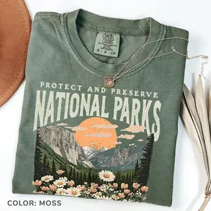 Comfort Colors Vintage National Parks T-Shirt, Nature Lover TShirt, Parks Over Profit Tee, Protect Our Parks Graphic Tee, Hiking Outdoors T-Shirt