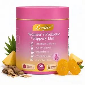 Women's  Feminine Probiotic Gummies - All-in-1 Solution with Slippery Elm, Prebiotics & Lactobacillus Blend for pH Balance & Dryness Relief - Hawaiian Pineapple Flavor, 60 Count