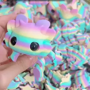 5pcs Cute Flower Head Lizard Decorative Statue, Rainbow Color Random Mix Design, Adjustable Joints, Kids Room Unique Decoration