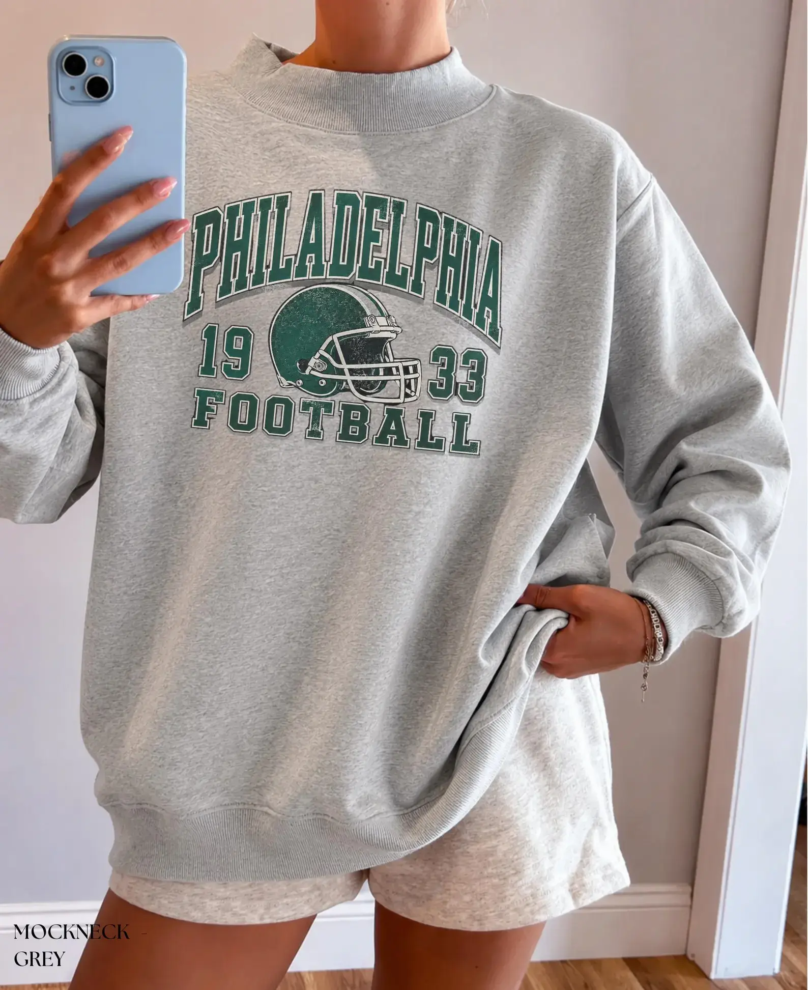 Philadelphia Football Vintage Inspired Mockneck or Crewneck Sweatshirt