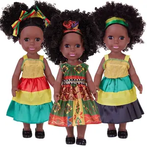 14 Inch African American Girl Doll with Clothes, 1 Set Lifelike Simulated Doll, Washable Doll for Kids, Birthday Gift for Teenagers