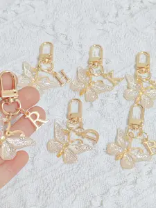 Elegant Butterfly Letter Keychain, A-Z Alphabet Charm, Women's Bag Accessory, Christmas Mother's Day Valentine's Gift, Keychain Bag Pendant