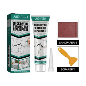 Jue-Fish Ceramic Tile Repair Paste with Spatula and Sandpaper, Fast Drying for Cracks in Tiles, Sinks and Toilets, Quick Dry Adhesive