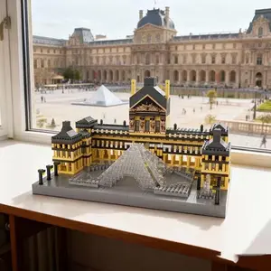3000+ Pcs Famous Architecture Louvre Micro Particle Building Blocks Set, Creative 3D Puzzle Collection Model Kit, Durable Abs Resin Structure