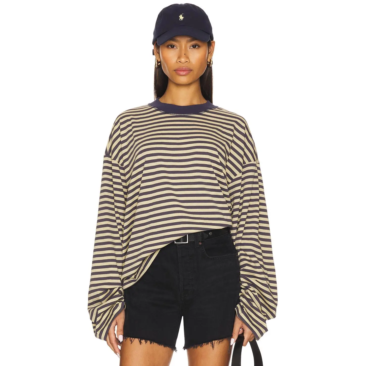 LIONESS Bloom Top in Beige Stripe