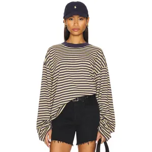 LIONESS Bloom Top in Beige Stripe