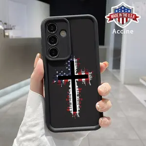 Phone case Compatible with Galaxy S23 Ultra S24 Plus S25 S22+ Cross with Urban Flair Shockproof Silicone TPU Bumper Drop Protection Soft Cover