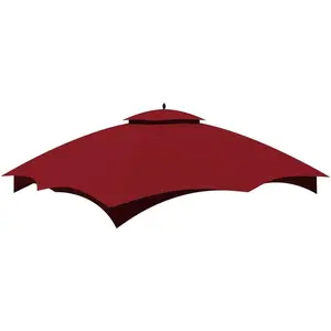 Replacement Canopy Top Double Tiered Canopy Cover Roof with Air Vent ONLY FIT for Lowe's Allen Roth 10'x12 Gazebo #GF-12S004B-1 (Burgundy)