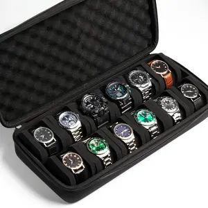 Hardshell  Slots Watch Storage Organizer Case, Watch Carry Box Fit Large And Small Watches, Fit Men'S Women'S Watch Collection, with Soft Foam Pillow Anti-Move, Protect Watch, Great for Home Or Traveling Storage