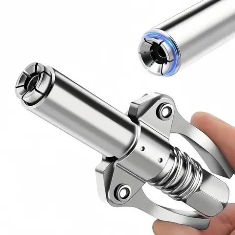 12,000 PSI Zinc Alloy Leak-Proof High Pressure Grease Nozzle Fittings - 1/8" NPT, Ergonomic Design, Quick Zerk Lock, 2 Handle Locks, Hands-Free Fill, Easy Maintenance, Fits All DIN & SAE Grease Gun Fittings, For Automotive Repairs & Agricultural Equipment
