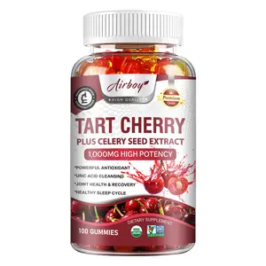 Airboy Tart Cherry Gummies 1000mg Per Uric Acid Purification Relieves Gout Promote Joint and Muscle Recovery，Relieve sleep and anxiety
