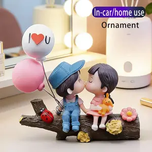 Cute Cartoon Couple Design Car Ornament, 1 Pair Dashboard Decoration, Car Interior Accessories For Girls Gifts, Car Interior Set