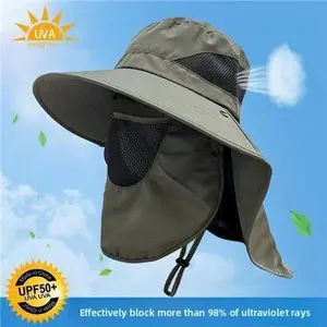 Sun hat men's summer UV protection sun protection face mask bucket hat outdoor fishing breathable cool sun hat