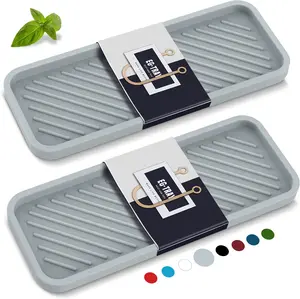 EG-SIPRO Kitchen Sink Organizer Tray,2 Pack Silicone Sponge Holder for Kitchen Sink Bathroom Counter Tray Silicone Soap Tray Holder for Soap Dispenser Bottle Hunan Yijie Trading Co Ltd