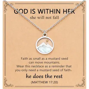 Silver/Gold Love Moving Mountains-Faith Necklace for Women, Inspirational Religious Christian Graduation Gifts Women Her