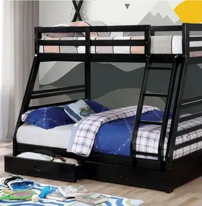 CALIFORNIA Transitional Twin Over Twin Bunk Bed with 2 Drawers