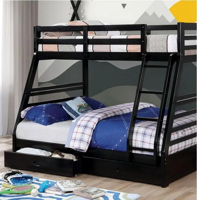 CALIFORNIA Transitional Twin Over Twin Bunk Bed with 2 Drawers