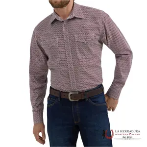 MENS WRANGLER SHIRT CLASSIC FIT BURGUNDY -112356522