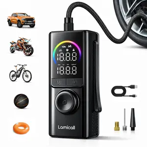 Lamicall Ruxacty Upgraded Portable Digital Car Tire Inflator Pump 150PSI Wireless Air Compressor with Digital Pressure Gauge, LED Light, Auto Shut-Off Function, Large Capacity Battery for Cars, Motorcycles, Bicycles, and Inflatables