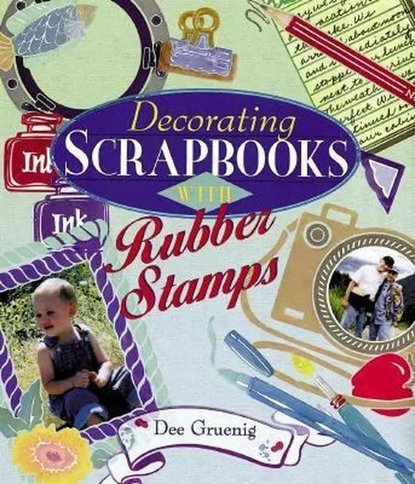 Used Decorative Book - "Decorating Scrapbooks with Rubber Stamps" by Dee Gruenig (Paperback, English) - Scrapbook Ideas, Embellishment Accessories, Dozens of Ideas