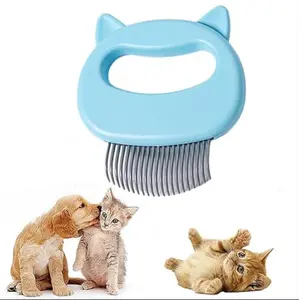 Cat Comb Pet Short & Long Hair Removal Massaging Shell Comb Soft Deshedding Brush for Dog, Puppy, Rabbit (Blue) - Matted Fur Remover & Shedding Tool