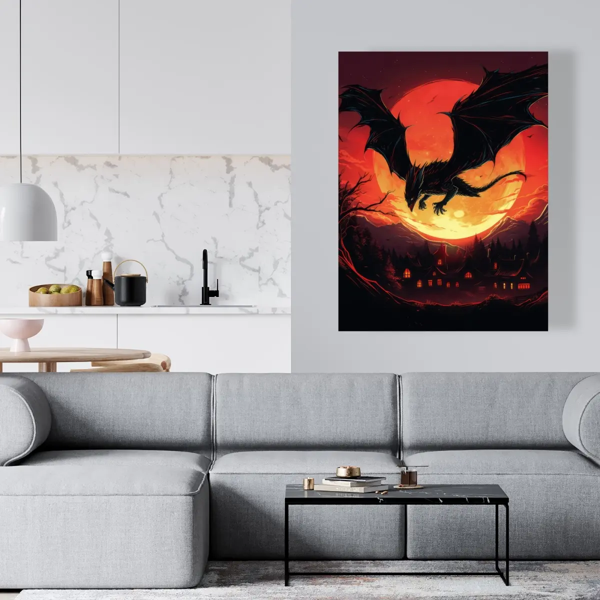 Pictorem C1RC36487RFDMA 36 x 48 in. The Dragons Wrath - Orange Print Canvas Wall Art for Home Decor