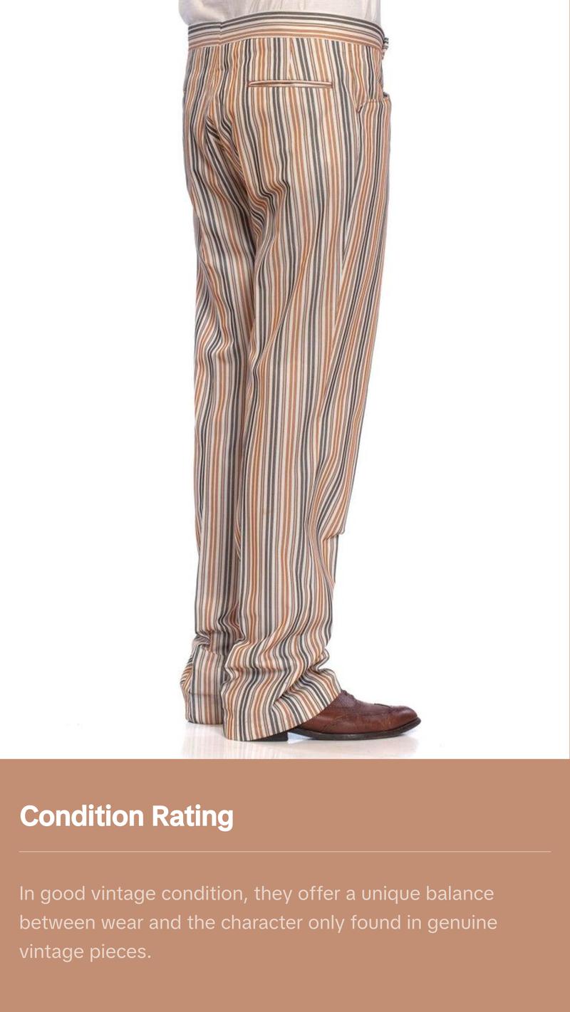 1960S GLEN OAKS Striped Polyester Men's Pants