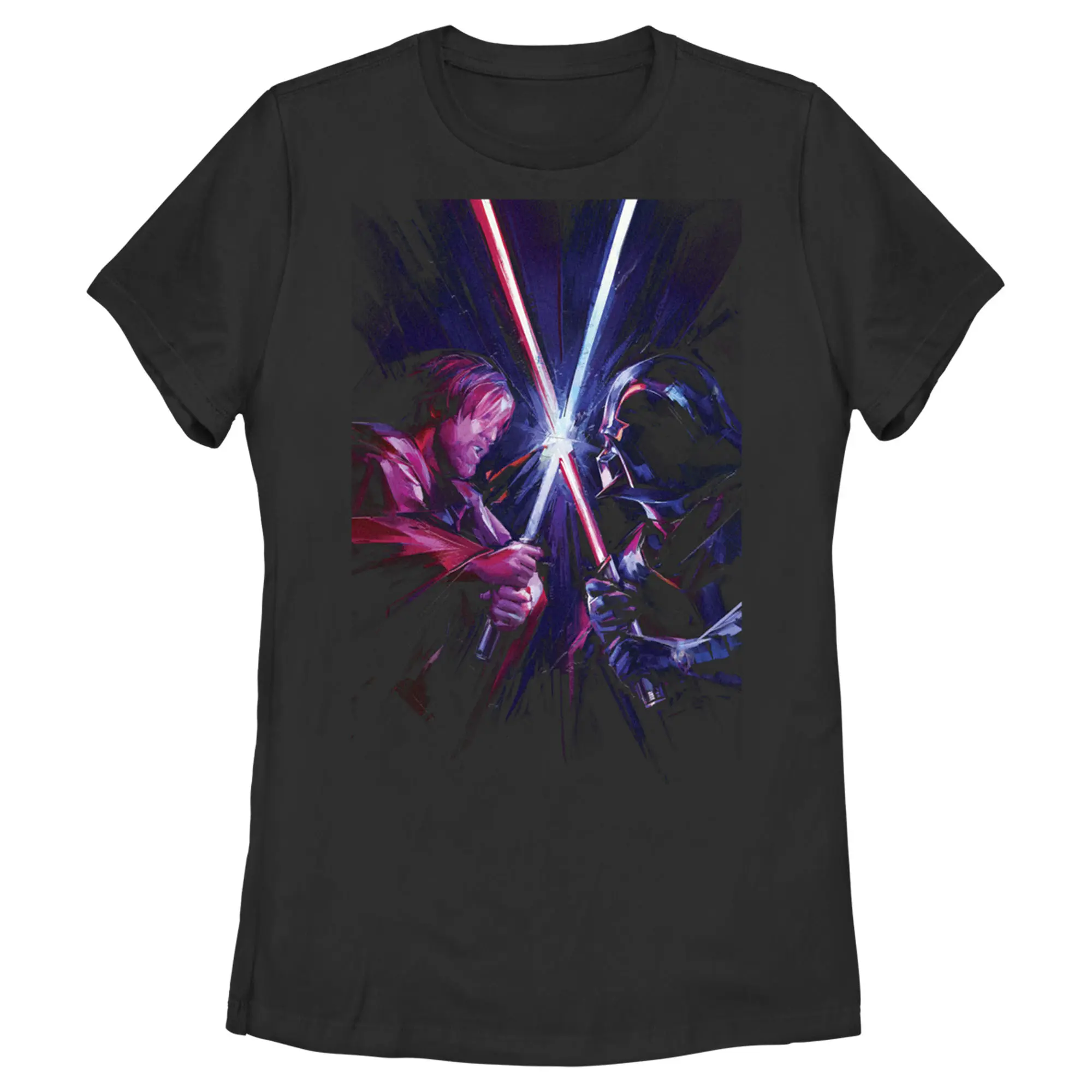Women's Casual Colorful Fashion Short-Sleeve Star Wars: Obi-Wan Kenobi Vader vs Kenobi Artistic Lightsaber Duel Tee