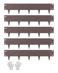 VEVOR Steel Landscape Edging, 5 Packs 39 x 5 in Rust-Resistant Metal Landscape Edging, Bendable Garden Edging Border, Heavy Duty Lawn Edging, Easy-to-Install, Flower Bed Yard Pathway Divider Brown