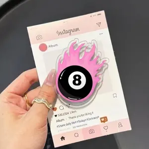 8 Ball with MagSafe Phone Grip, Y2K Aesthetic Magnetic Phone Holder, Kawaii Gothic Fan Gift , Kindle Accessories sticky Baby mount Library Card Flower-Shaped Multi-Functional Stand Universal Car Double-Sided Octo Adjustable Portable