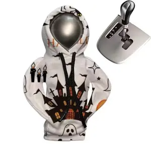 CLOGGEEZHOME Halloween Hoodie Car Gear Shift Cover - Spooky Season Car Decor, Soft and Durable Polyester, 17.5x11x2cm