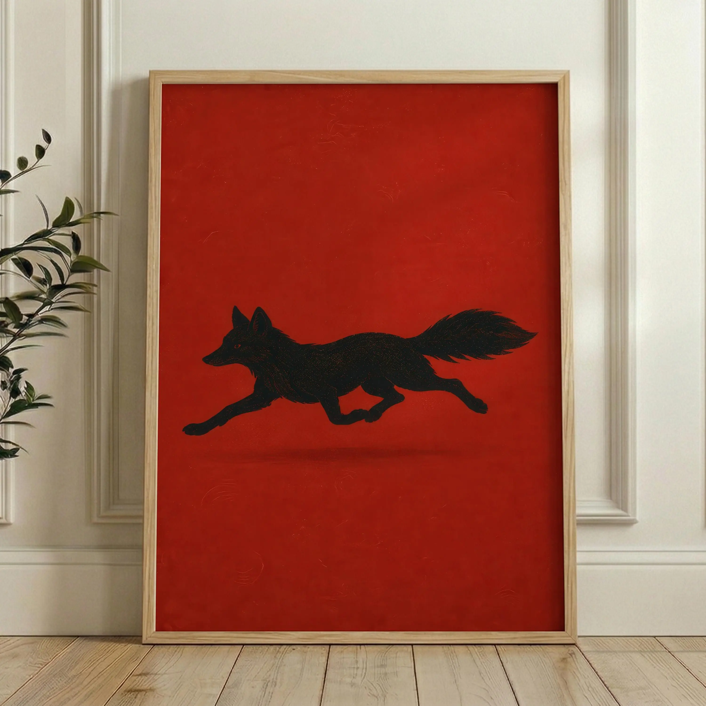 [SALE UP TO 40%] [Unframed] Black Fox, Minimalist Wall Art Print, Contemporary Wildlife Poster
