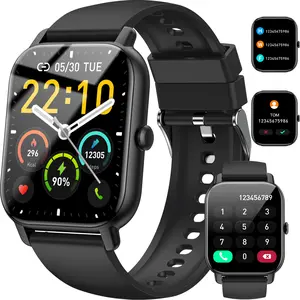 Ntaanoo 2026 Smart Watch for Men Women 1.69'' HD Touch Screen Fitness Tracker Bluetooth Call Message Alerts 110+ Sports Modes Heart Rate Sleep Monitor IP68 Waterproof Compatible with iPhone Android - Magnetic, Smartphone