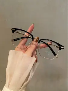 SUNFLOWER Series  Blue Lights Glasses for Eye Strain Relief, Premium Acetate Gothic Style Frames & Square Clear Lens Eyeglasses, Luxury Designer Trendy Optical Frames for Men Women, Computer Gaming Glasses, Blue Light Blocking Eyewear outdoorfun Stylish L
