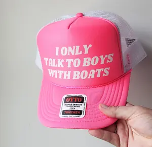Otto Brand Women's Funny Neon Trucker Hat Boys With Boats Foam Front Snapback Day Drinker Trendy Pink Hat with Adjustable Strap